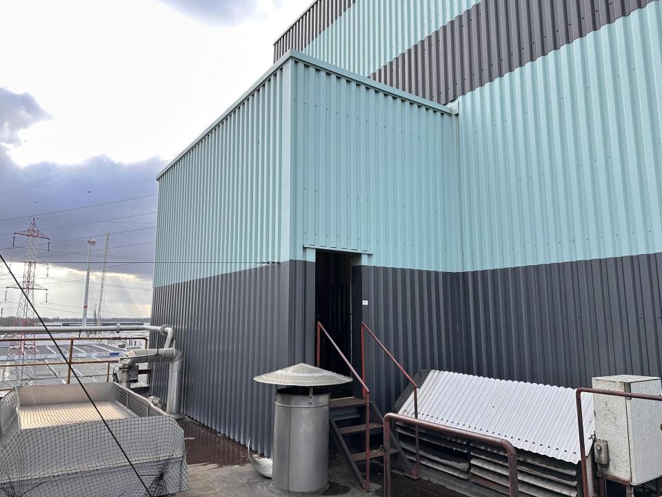 Small enclosure on the roof made of steel with frame 